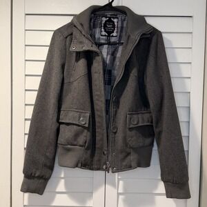 Yoki Collection Gray Wool‎ Blend Bomber Jacket Women's M